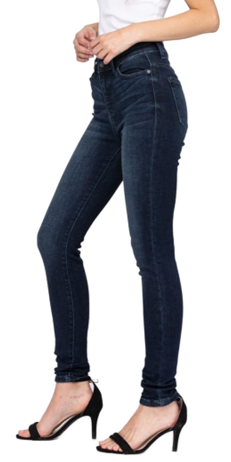 Judy Blue Women's High Waist Skinny Jeans - Super Dark Wash, Stretch Denim, 93% Cotton, Comfortable & Flattering Fit 82132