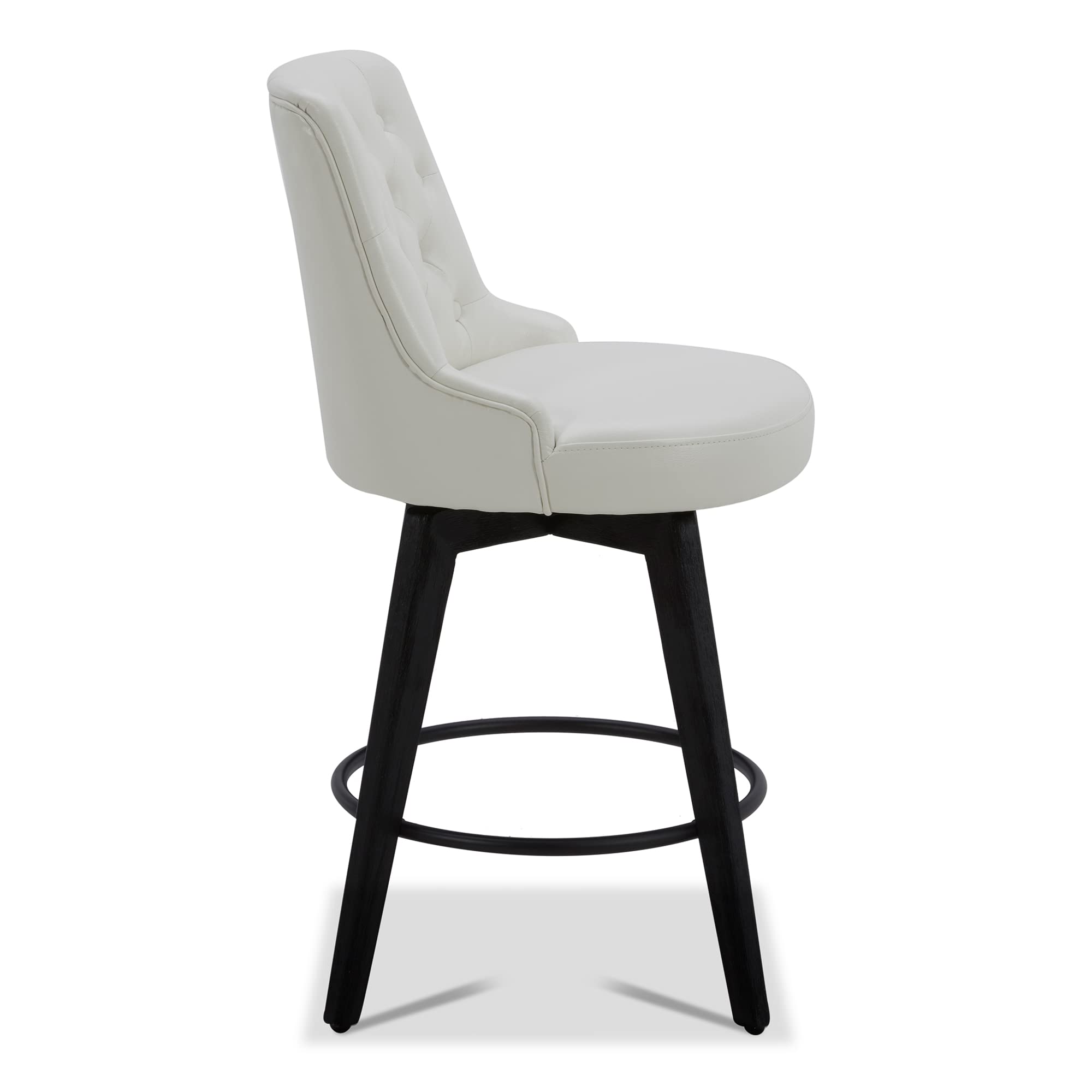 Watson & Whitely Counter Height Bar Stools, Performance Fabric Upholstered Modern Swivel Barstool with Back, Solid Wood Legs, 26" H Seat, Flint Grey