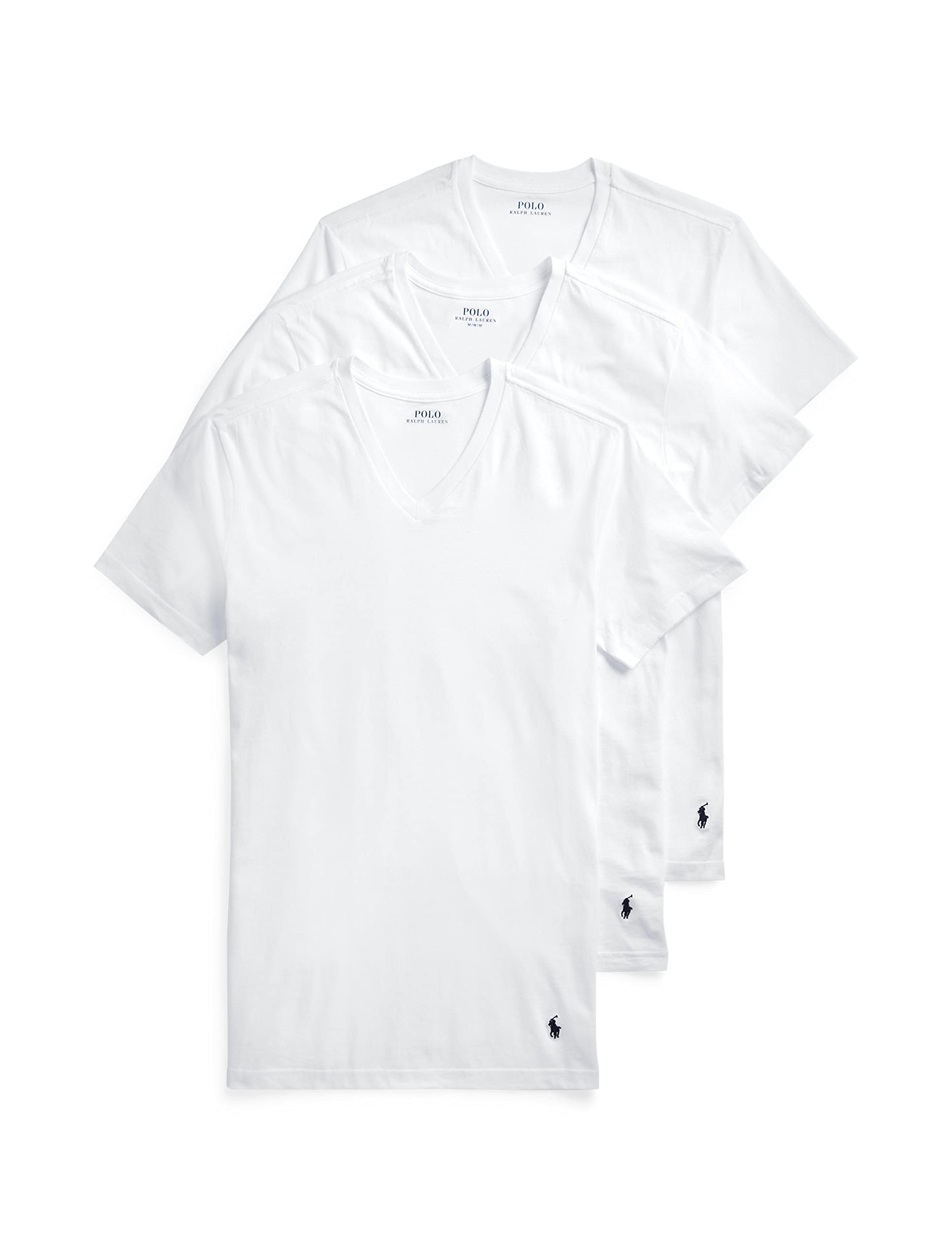 Polo Ralph Lauren Men's T-Shirt Pack, 3-Pack, Cotton Men's Clothing V-Neck Undershirt, Slim Fit Tees, Moisture-Wicking