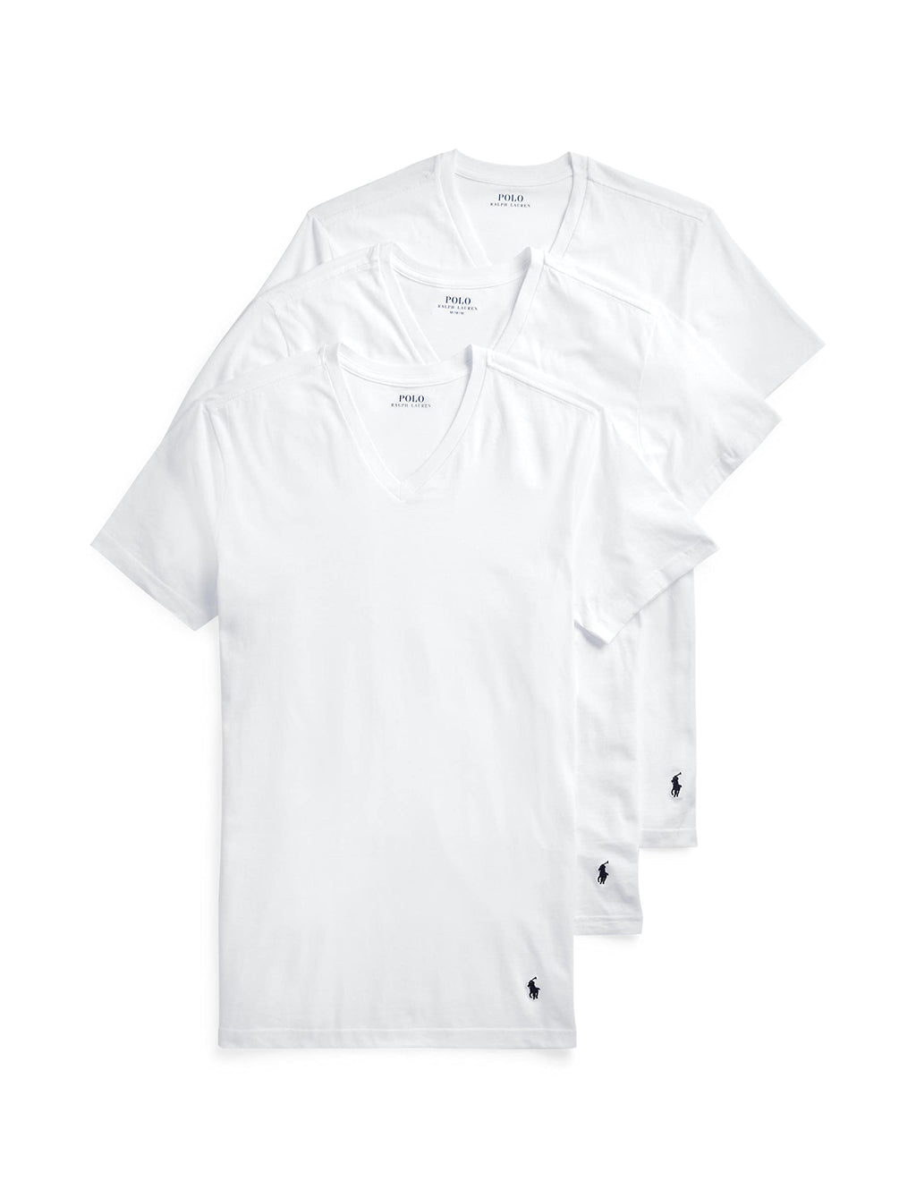 Polo Ralph Lauren Men's T-Shirt Pack, 3-Pack, Cotton Men's Clothing V-Neck Undershirt, Slim Fit Tees, Moisture-Wicking