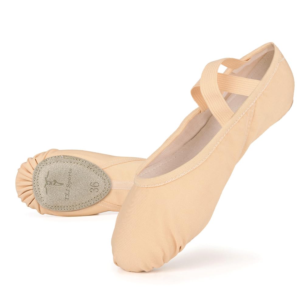 TXJ Sports Ballet Shoes for Women Girls, Women's Ballet Slipper Canvas Dance Shoes Split Sole Yoga Dance Flats