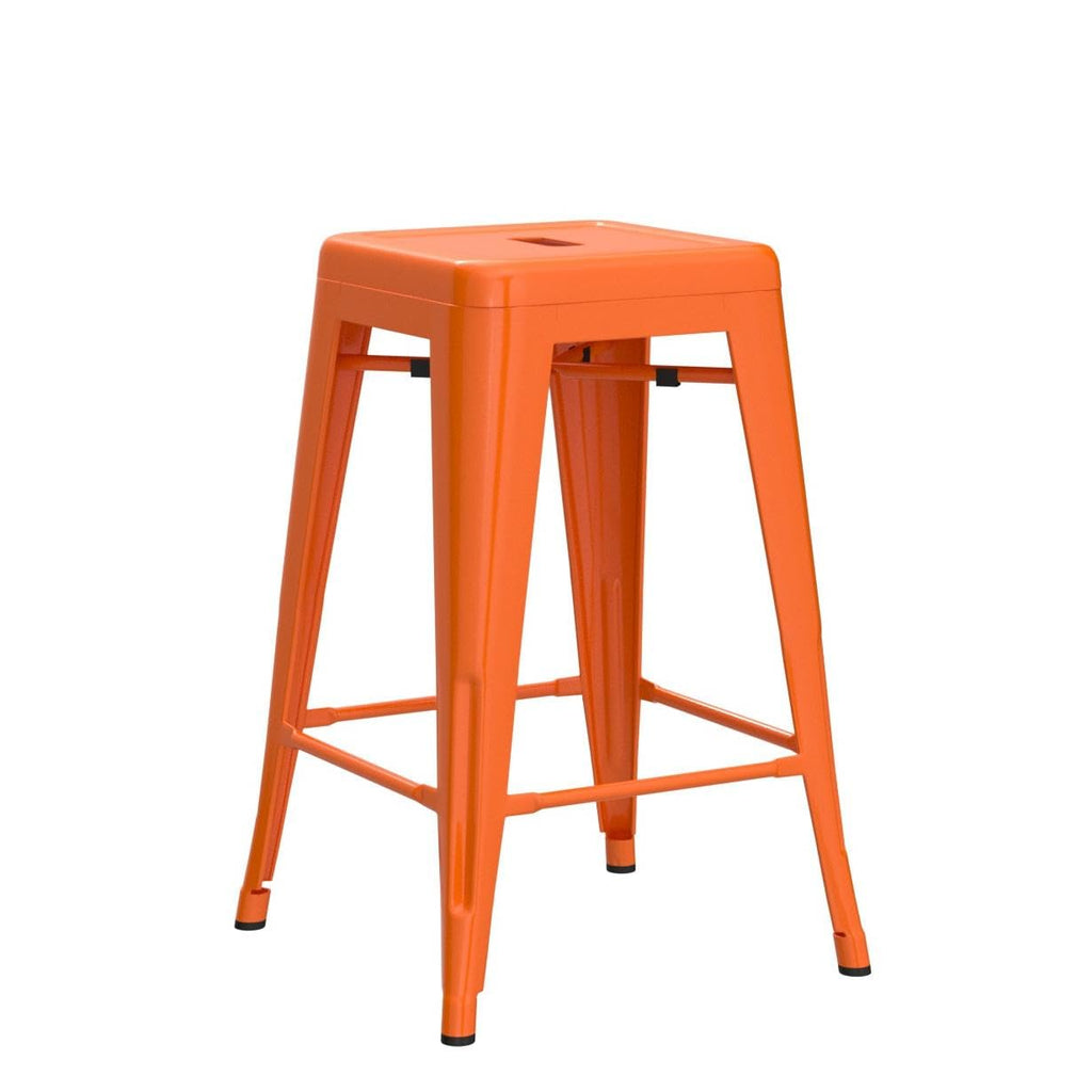 FDW Metal Bar Stools Set of 4 Counter Height Bar Stools 24 Inches Industrial Bar Chairs Patio Stool Stackable Backless Stool Indoor Outdoor Metal Kitchen Stools Bar Chairs (Black, 24")