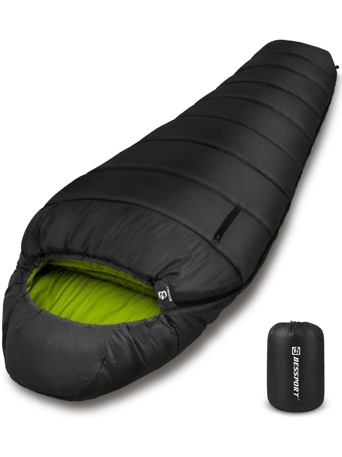 Bessport Mummy Sleeping Bag | 15-45 ℉ Extreme 3-4 Season Sleeping Bag for Adults Cold Weather– Warm and Washable, for Hiking Traveling & Outdoor Activities