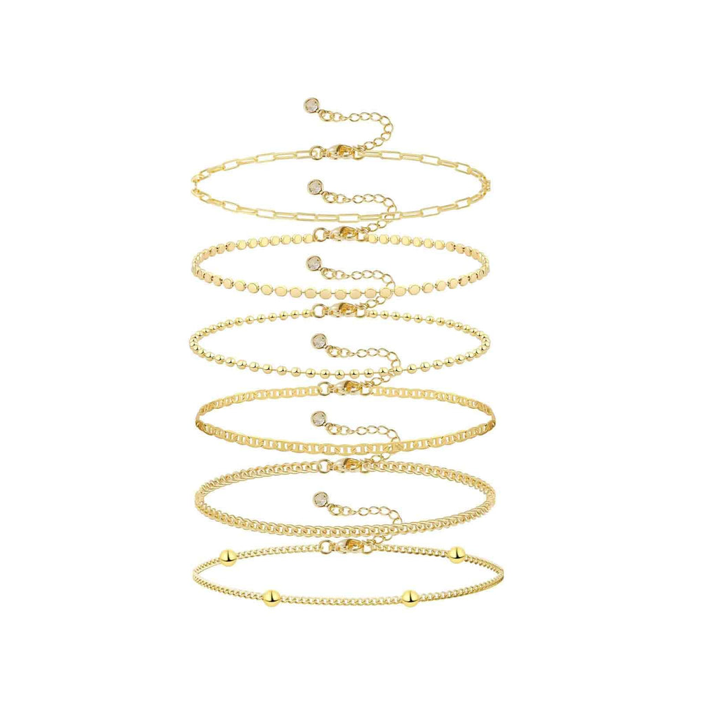 Coshilta Gold Bracelets for women 14K Gold Bangle Bracelet Stack - Adjustable Waterproof Trendy Bracelets Gold Filled Stacks Bangles Link Chain Gold Bracelet Non Tarnish for Women Jewelry Gifts