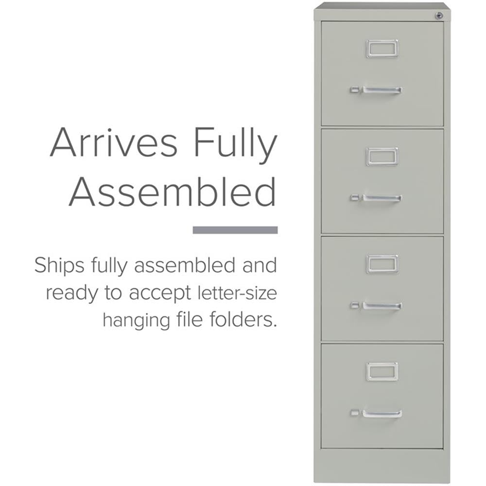 Pemberly Row 4 Drawers 52" Vertical Beige Metal Filing Cabinet Lockable Pre-Assembled Stationary Letter Size for Home, Office