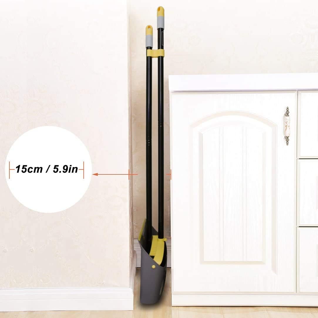 TreeLen Broom with Dustpan Combo Set,Stand up Dust Pans with Long Handle 40"/52" Broom and Dustpan Set for Home Kitchen Shop Indoor Commercial Heady Duty Upright Lobby Dustpan