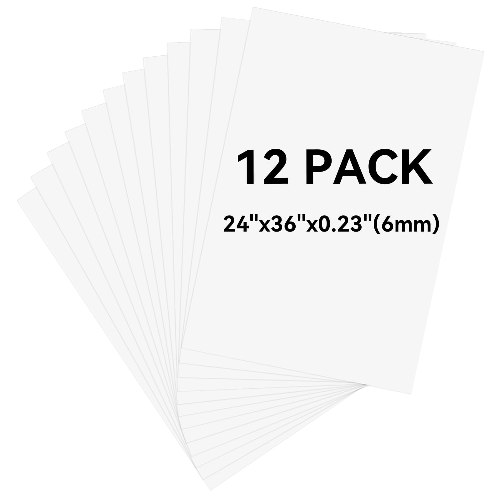 12 Pack Black Foam Board 24"x36", 3/16" Thick Foam Core Board for Projects, Black Poster Board for Painting, Displaying, and Craft Projects