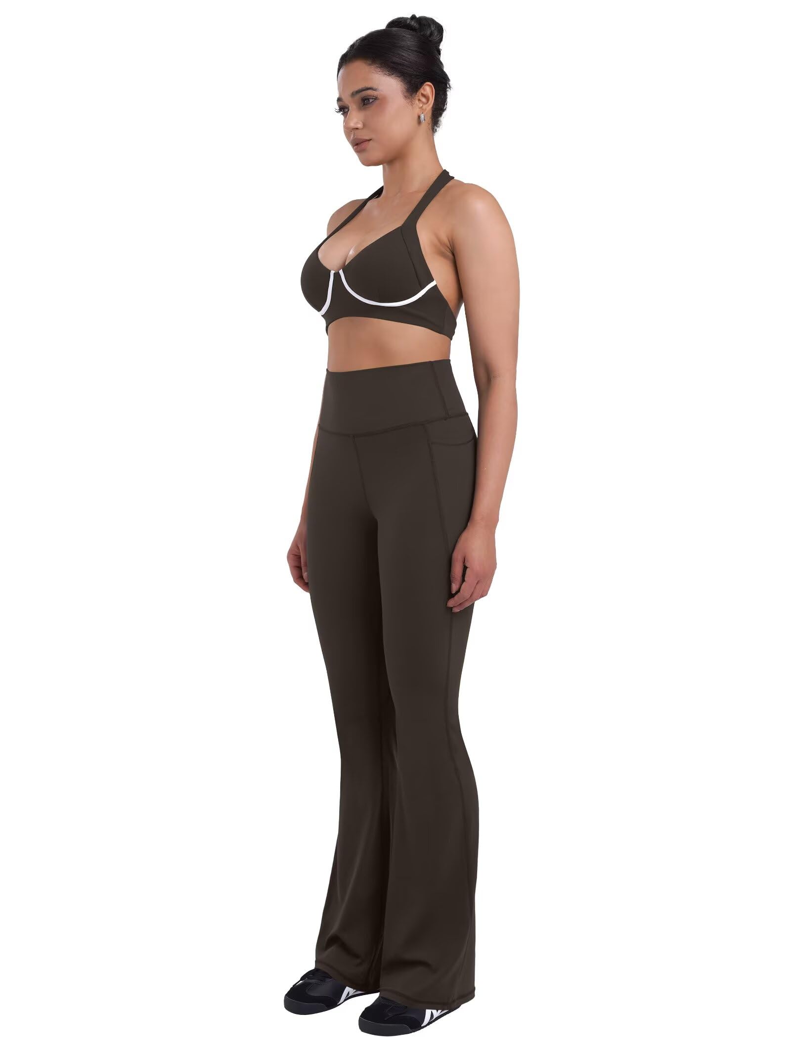 Sunzel Women Mini Flare Leggings with Pockets Breathable Bootcut Yoga Pants | Mini Flare, Buttery Soft, High Stretchy, High Waisted Tummy Control, Gym Clothes, Workout Casual Dance