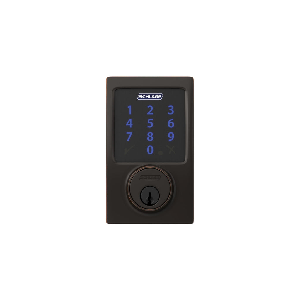 Schlage Connect Smart Deadbolt Lock with Touchscreen Keypad, Keyless Front Door Entry, Z-Wave Plus Compatible, Aged Bronze, BE469ZP CEN 716