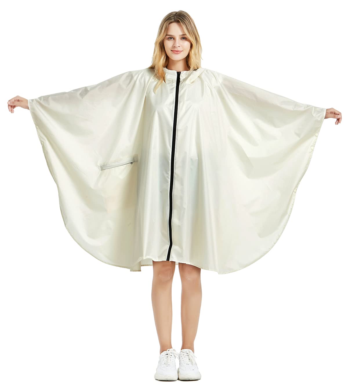 Rain Poncho Jacket Coat Hooded Zipper Style for Women/Men/Adult with Pocket