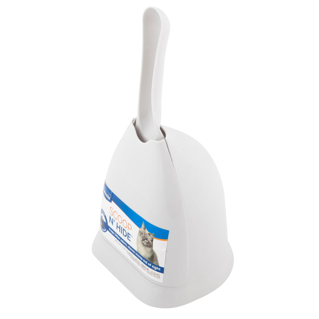Petmate Scoop N' Hide Cat Litter Scoop with Discreet Litter Scoop Holder, Brushed Nickel