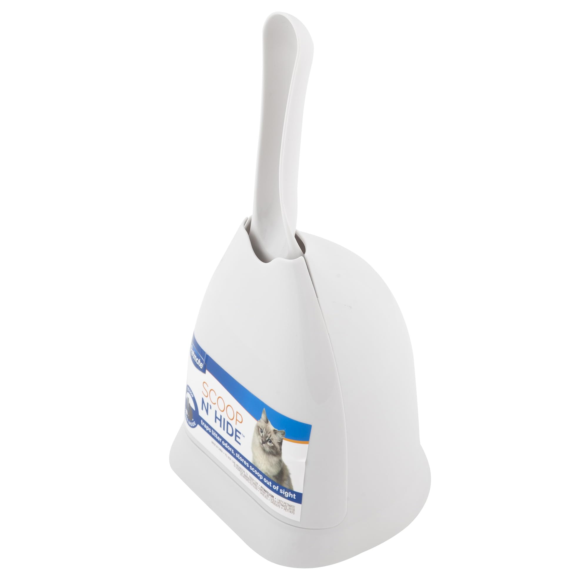 Petmate Scoop N' Hide Cat Litter Scoop with Discreet Litter Scoop Holder, Brushed Nickel