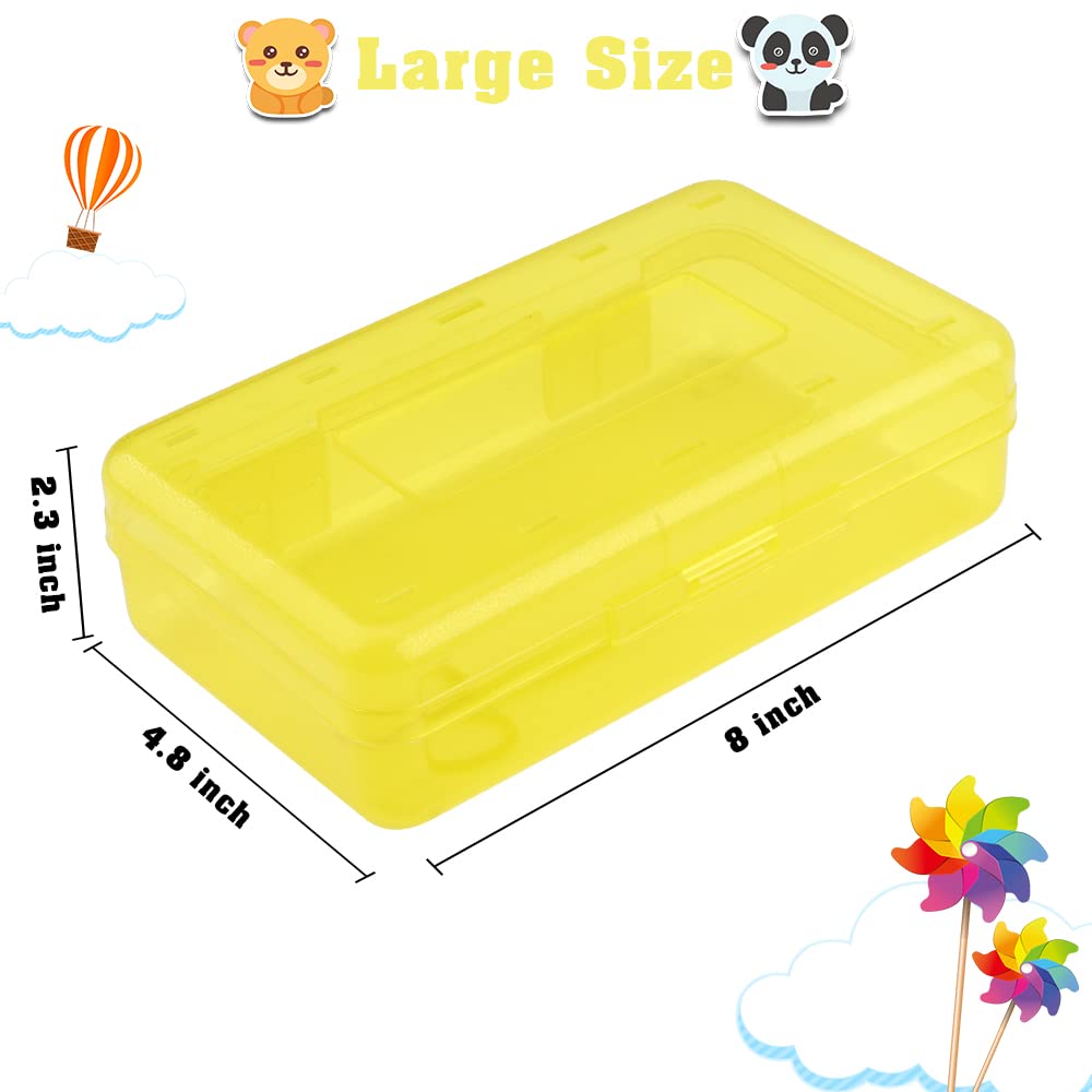 Pencil Case, Pencil Box, Clear Pencil Case, 3 Pack Plastic Pencil Case, Large Capacity Pencil Case, Crayon Box with Snap-tight Lid Stackable Design, Plastic Storage Box for School Office Supplies
