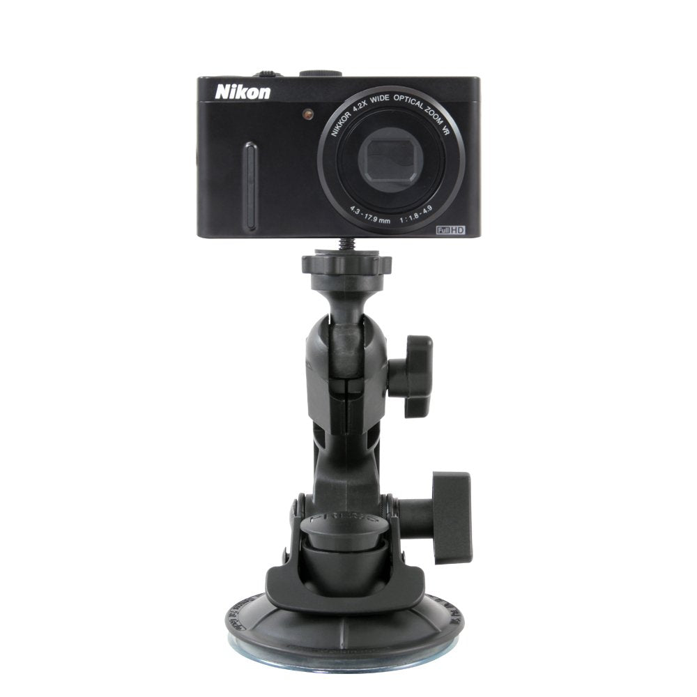 Delkin Devices Fat Gecko Mini Suction Camera Mount - Powerful Suction Cup Camera Mount for Car, Motorcycle, Desk, Window | Secure and Adjustable Action Camera Holder for Video Recording