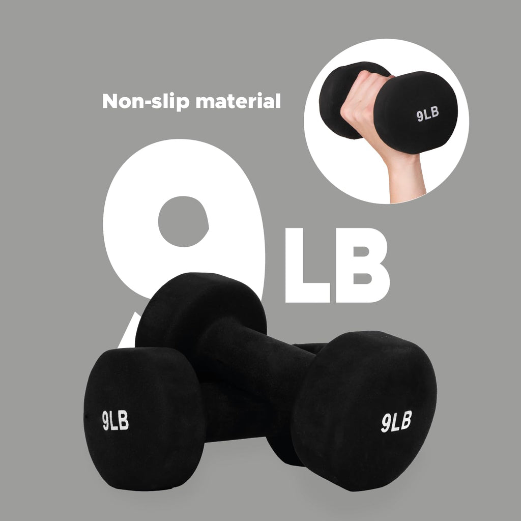 FUXION Neoprene Dumbbell Hand Weights, Sets of 2 Hexagon Non-Slip Weights for Home Gym Yoga Pilates Workout