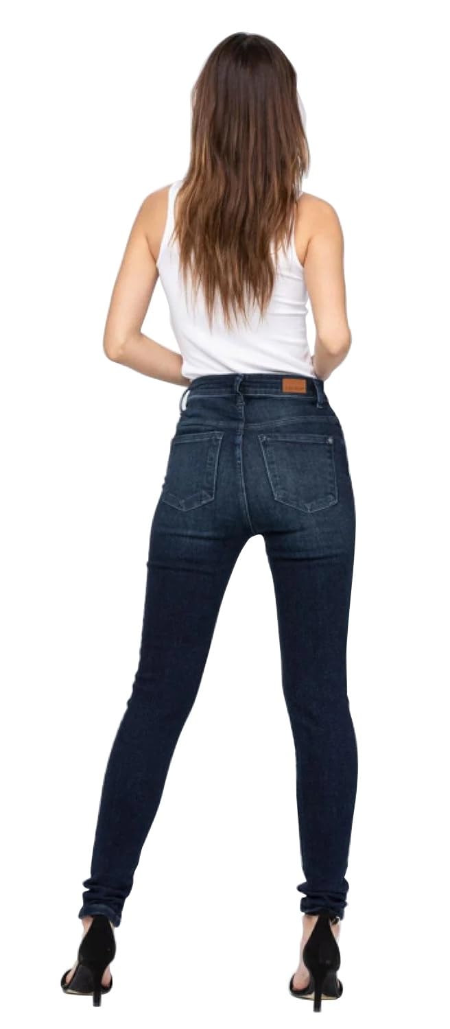 Judy Blue Women's High Waist Skinny Jeans - Super Dark Wash, Stretch Denim, 93% Cotton, Comfortable & Flattering Fit 82132