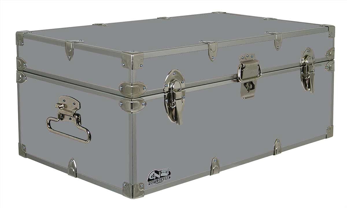 C&N Footlockers - Full-Size Happy Camper Trunk - #1 Summer Camp Trunk - Made in the USA - Steel Footlocker with Lid Stay - 32 x 18 x 13.5 Inches (Dark Green)