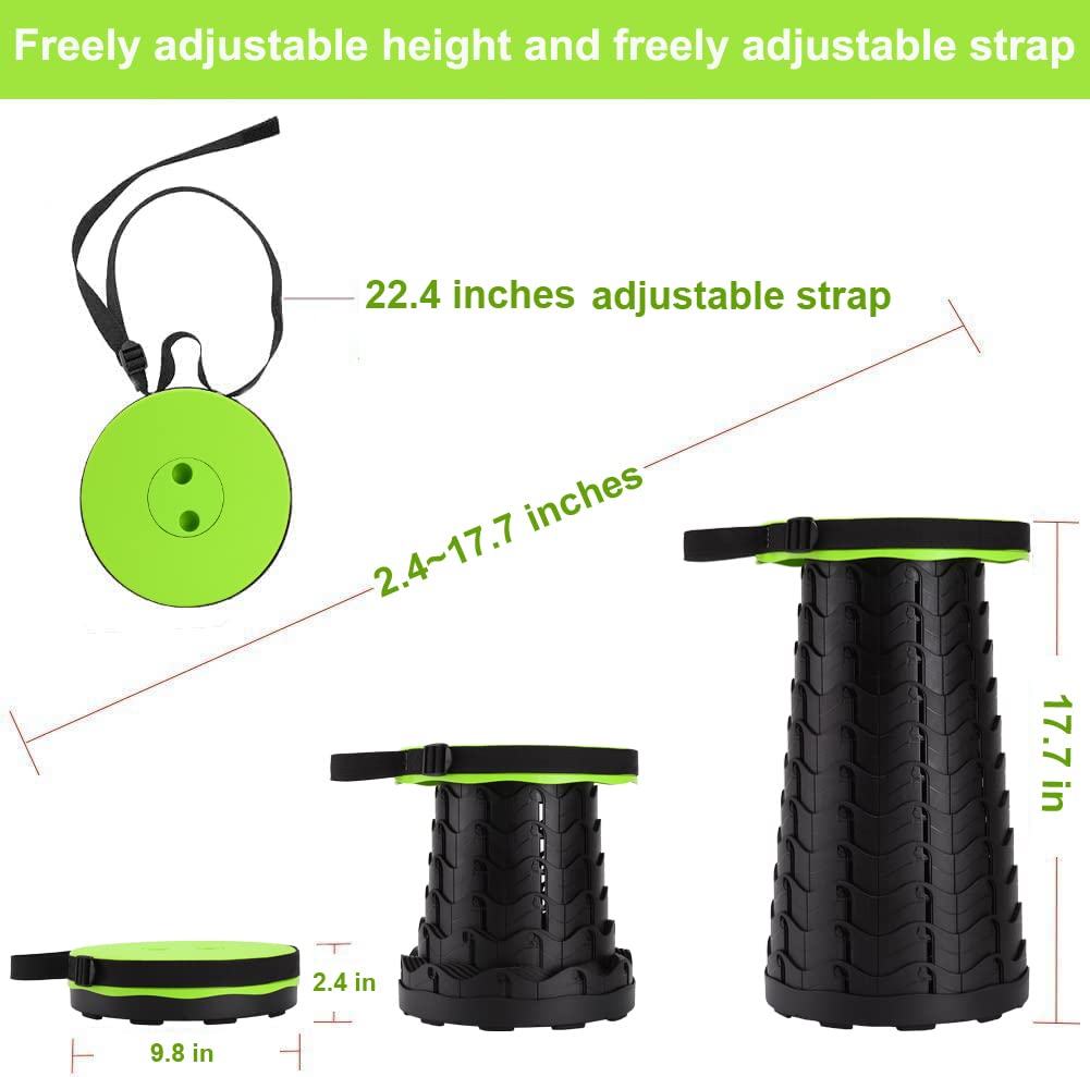 Fishboy Upgraded Collapsible Stool, 400lbs Max Weight, Lightweight But Sturdy, Portable Retractable Folding Telescoping Foldable Camping Stool for Adults Outdoor Fishing Hiking BBQ
