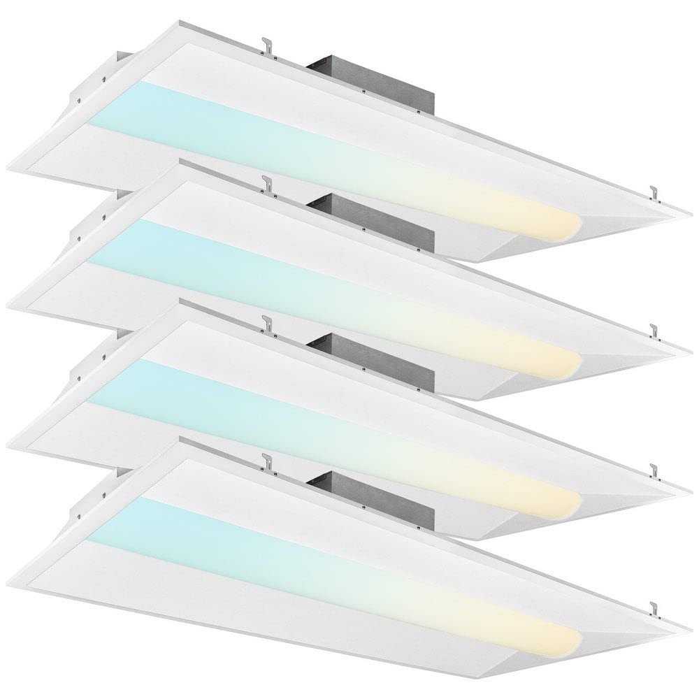 2x2 FT Center Basket LED Troffer Panel Light, 20/30/40W, 3 Color Options 3000K | 4000K | 5000K, Dimmable Drop Ceiling Lights, 2500/3750/5000 Lumens, Damp Rated, 120-277V, Premium (4 Pack)