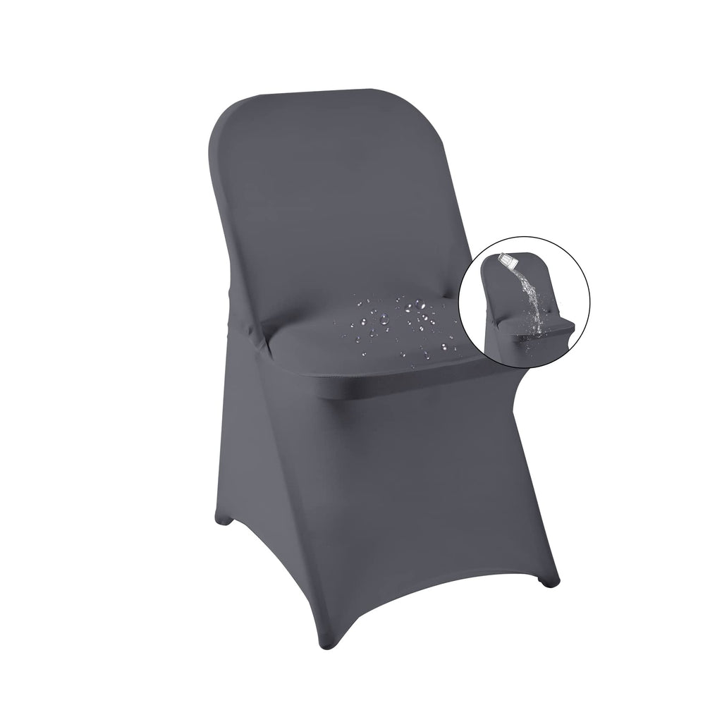 magalo 12 Pack Black Spandex Folding Waterproof Chair Cover, Stretch Chair Cover Protector for Wedding, Party, Dining Banquet and Other Special Events