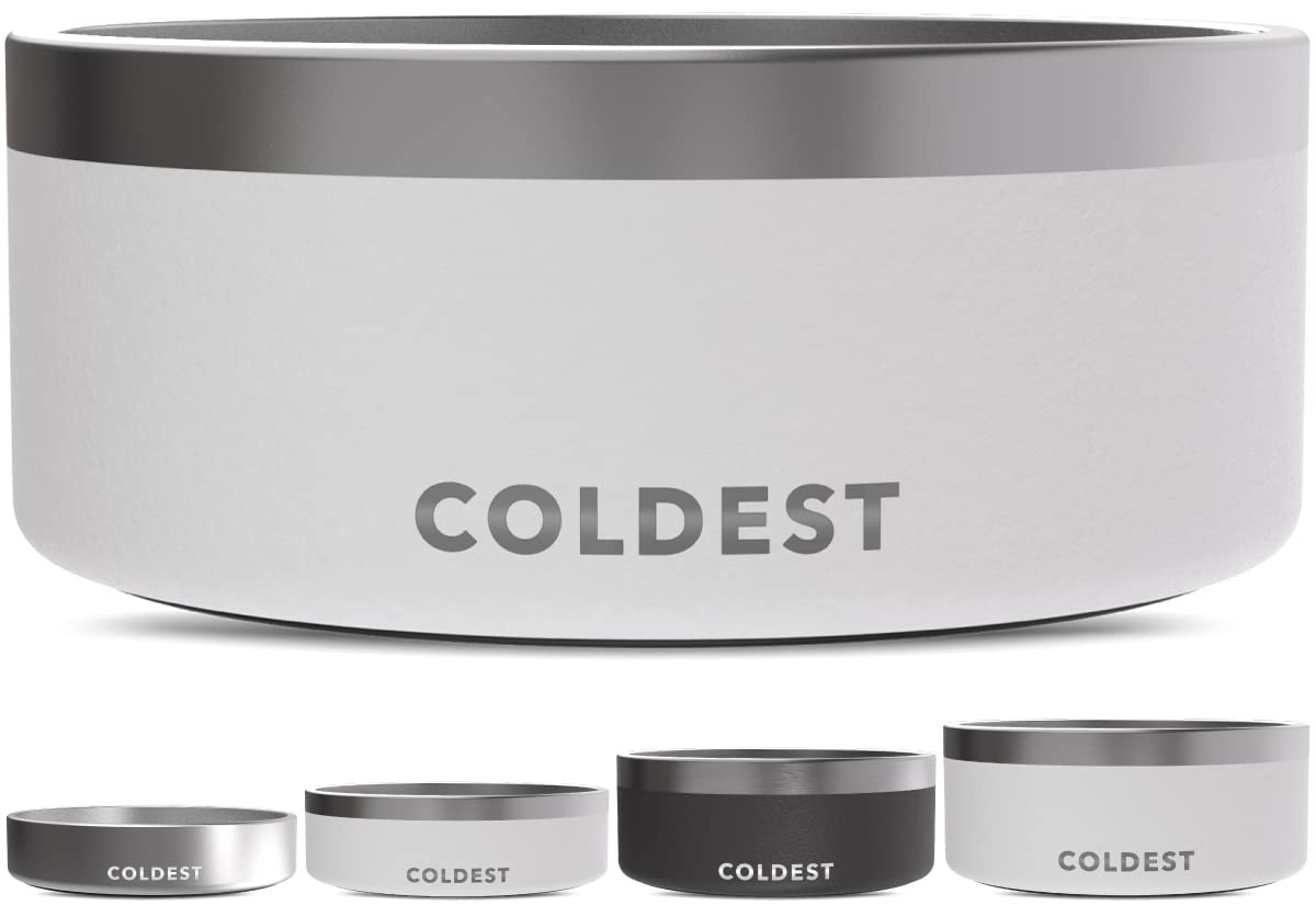 Coldest Dog Bowl - Anti Rust Metal, Non Slip, 3 Layers Insulated Stainless Steel Dog Bowls - Spill Proof & Heavy Duty - Water Bowl for Dogs, Cats & Pets, Dish Washer Safe (21 oz, Mars Red Glitter)