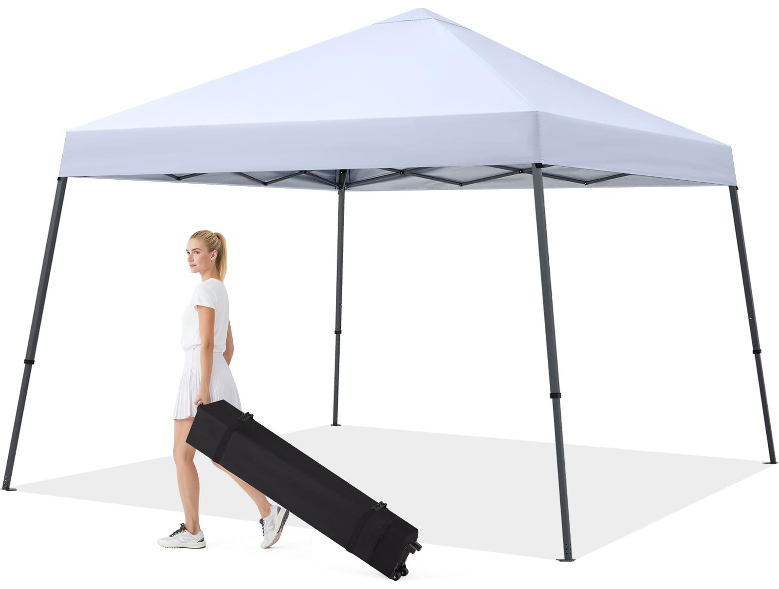 MASTERCANOPY Portable Pop Up Canopy Tent with Large Base (10x10,Dark Gray)