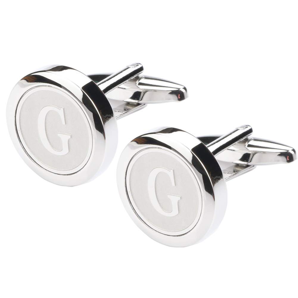 Mens Classic Stainless Steel Initial Cufflinks 26 Alphabet Initial Letter Cufflinks Business Wedding Shirts A-Z