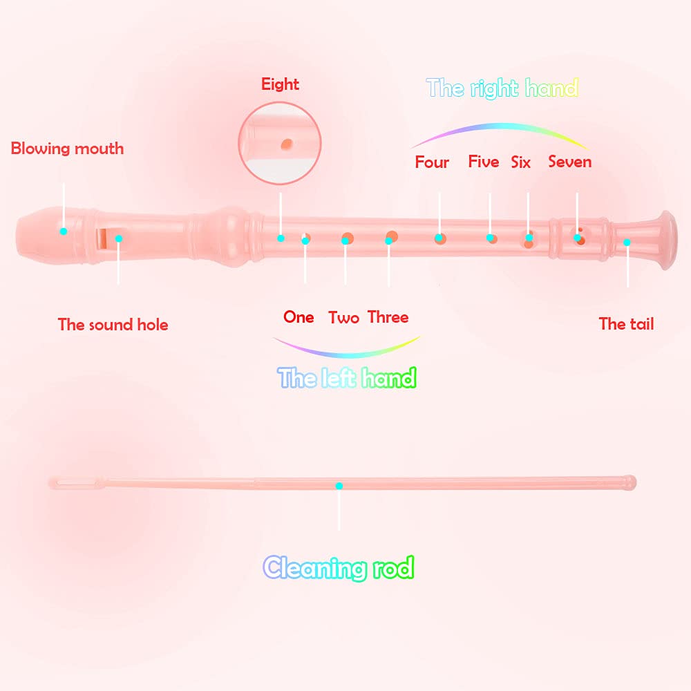 Mr.Power Maple Wooden Soprano Recorder, C Key German Style Fingering 8 Holes 2 Piece School-Approved Musical Instrument Pupil Student Educational (Wood Color)