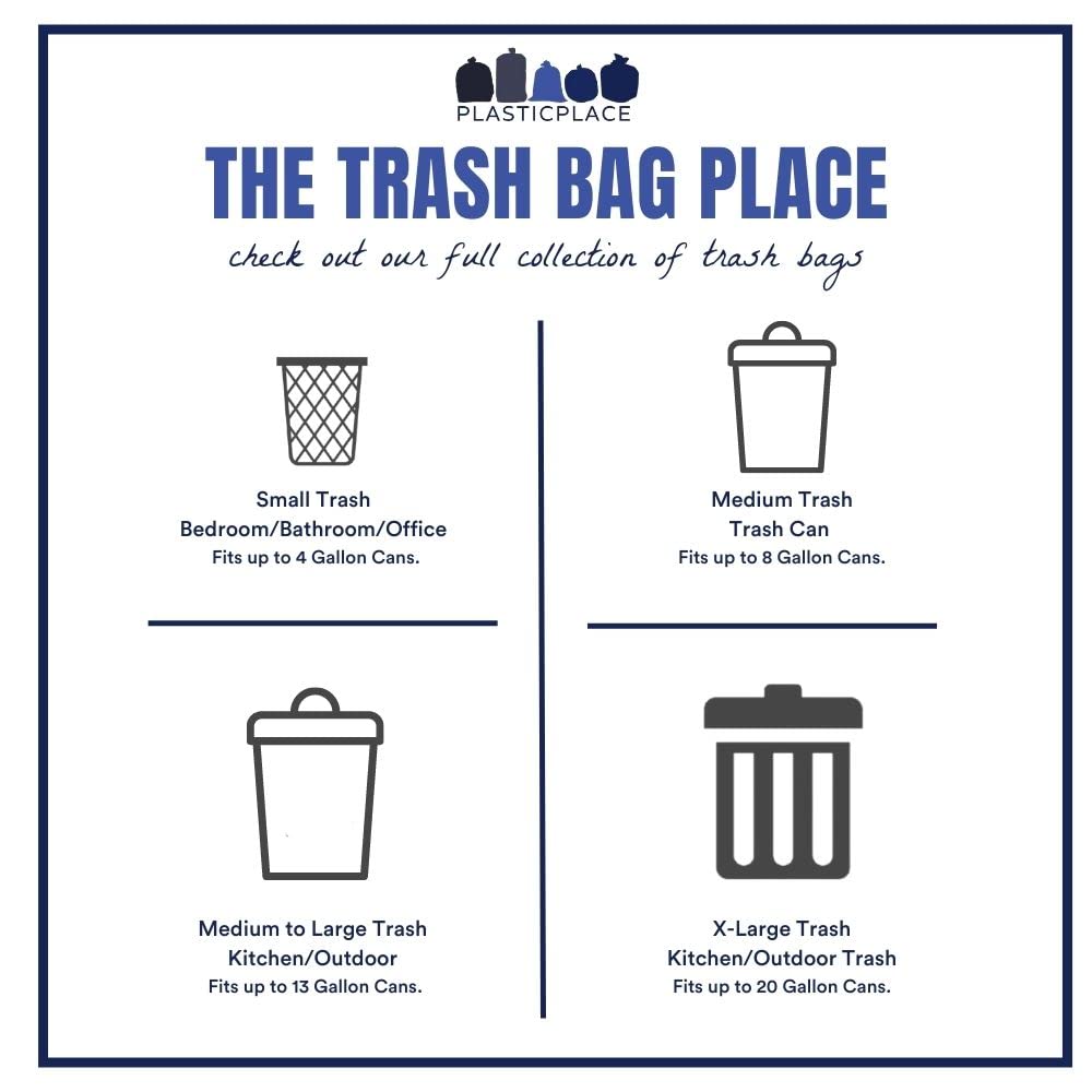 Plasticplace 64-65 Gallon Trash Can Liners for Toter │ 1.5 Mil │ Black Heavy Duty Garbage Bags │ 50” x 60” (25 Count)