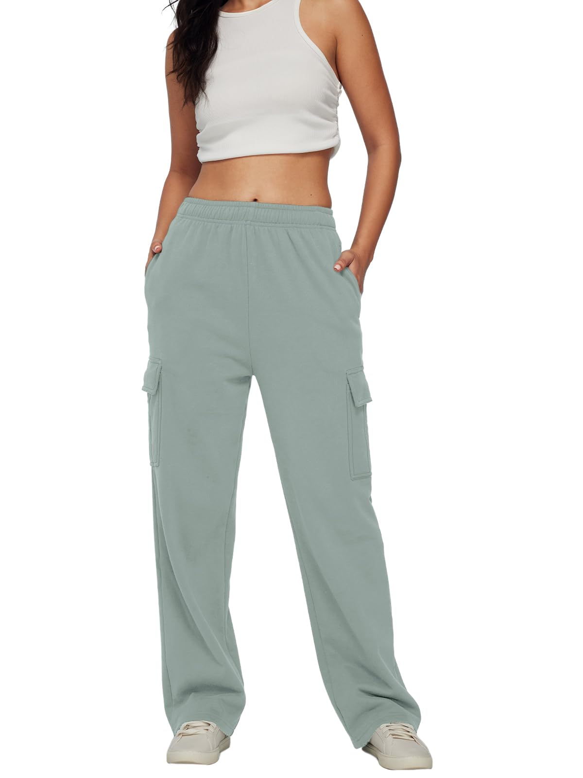 AUTOMET Womens Cargo Sweatpants Baggy Fleece High Waisted Joggers Sweat Pants Athletic Pants