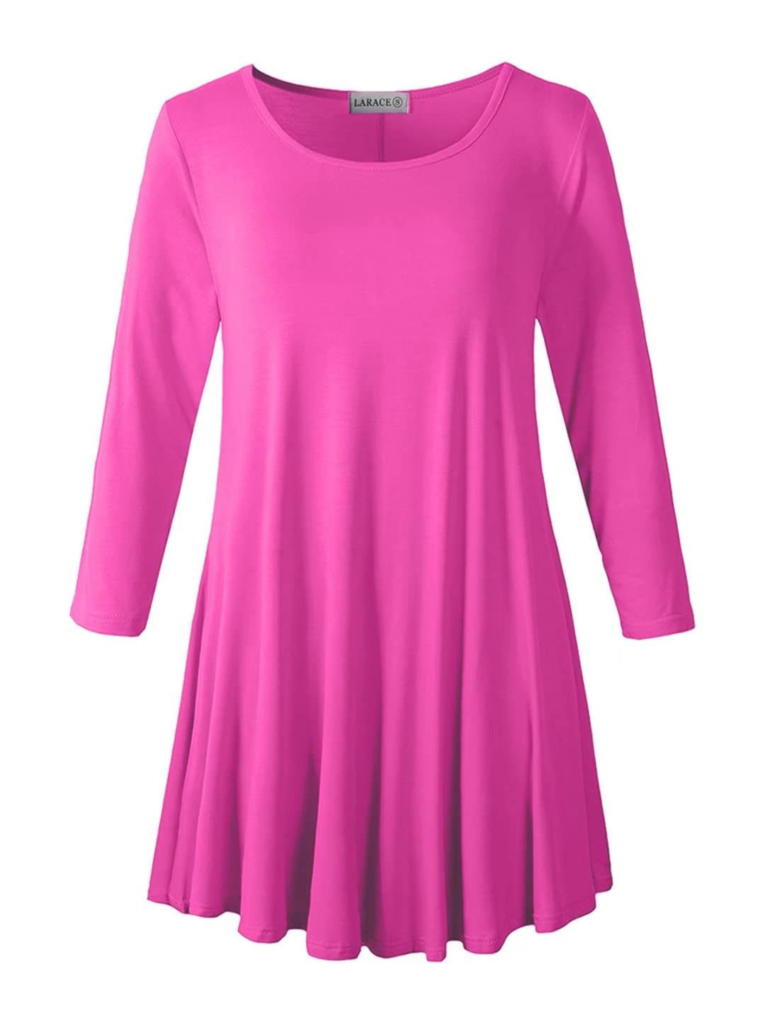 LARACE 3/4 Sleeve Shirts for Women Plus Size Tunic Dressy Top Loose Fit Flare T-Shirt