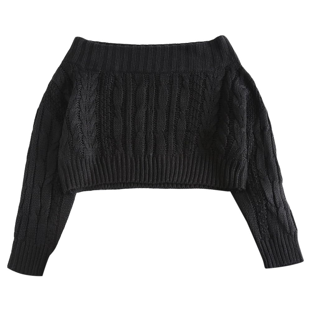 ZAFUL Women V Neck Button Knit Crop Sweaters Batwing Sleeve V Back Ribbed Hem Pullover Sweater