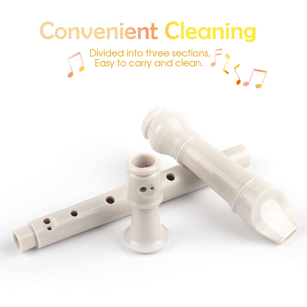 Mr.Power Maple Wooden Soprano Recorder, C Key German Style Fingering 8 Holes 2 Piece School-Approved Musical Instrument Pupil Student Educational (Wood Color)