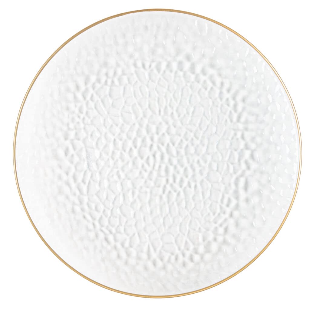 PARTY BARGAINS 13-Inch Charger Plates - 96 Pack, Clear Gold Rim, Heavy-Duty Disposable Chargers for Elegant Dining - Ideal for Weddings and Formal Events