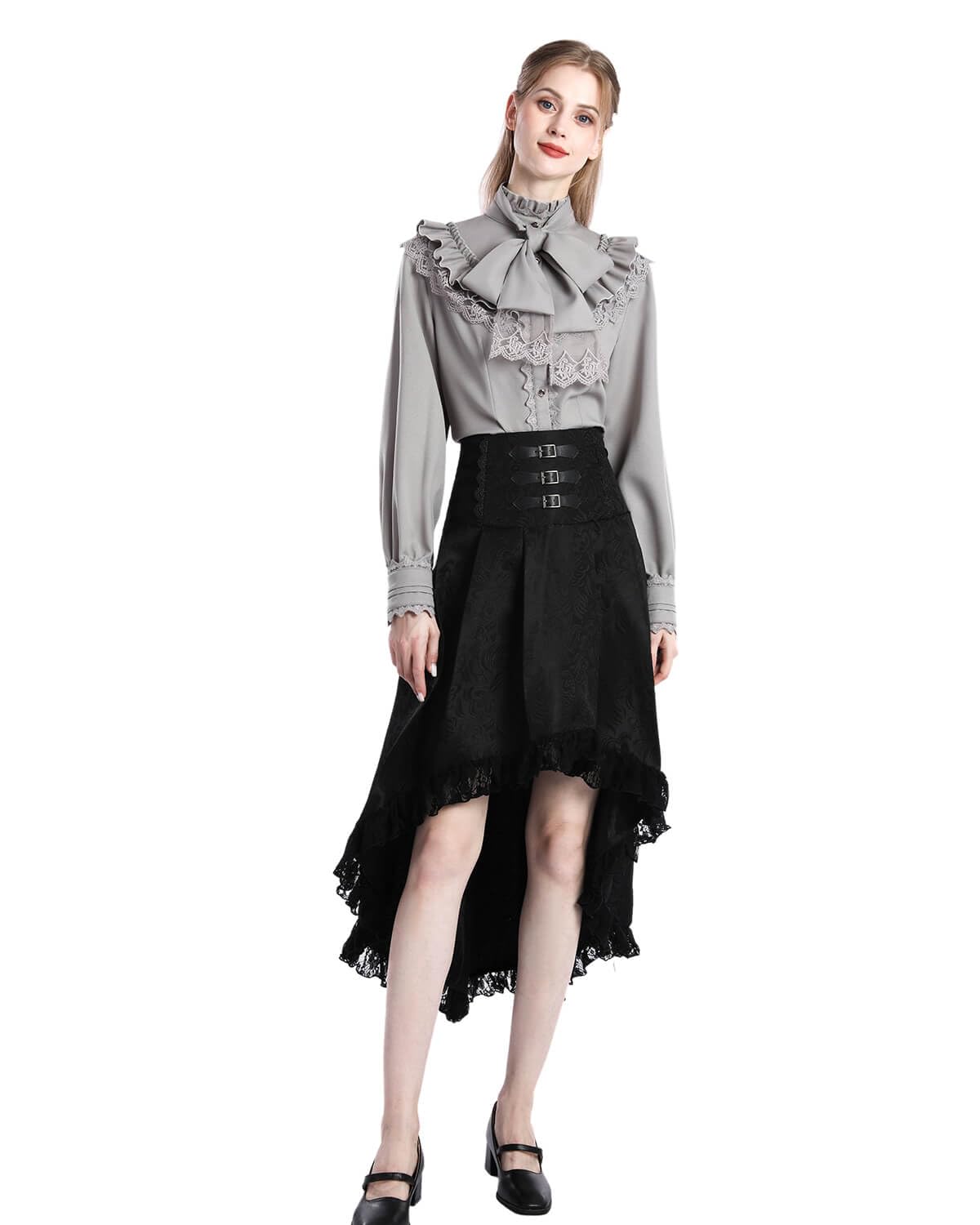 Nuoqi Victorian Blouse Womens Gothic Shirt Vintage Long Sleeve Lotus Ruffle Tops