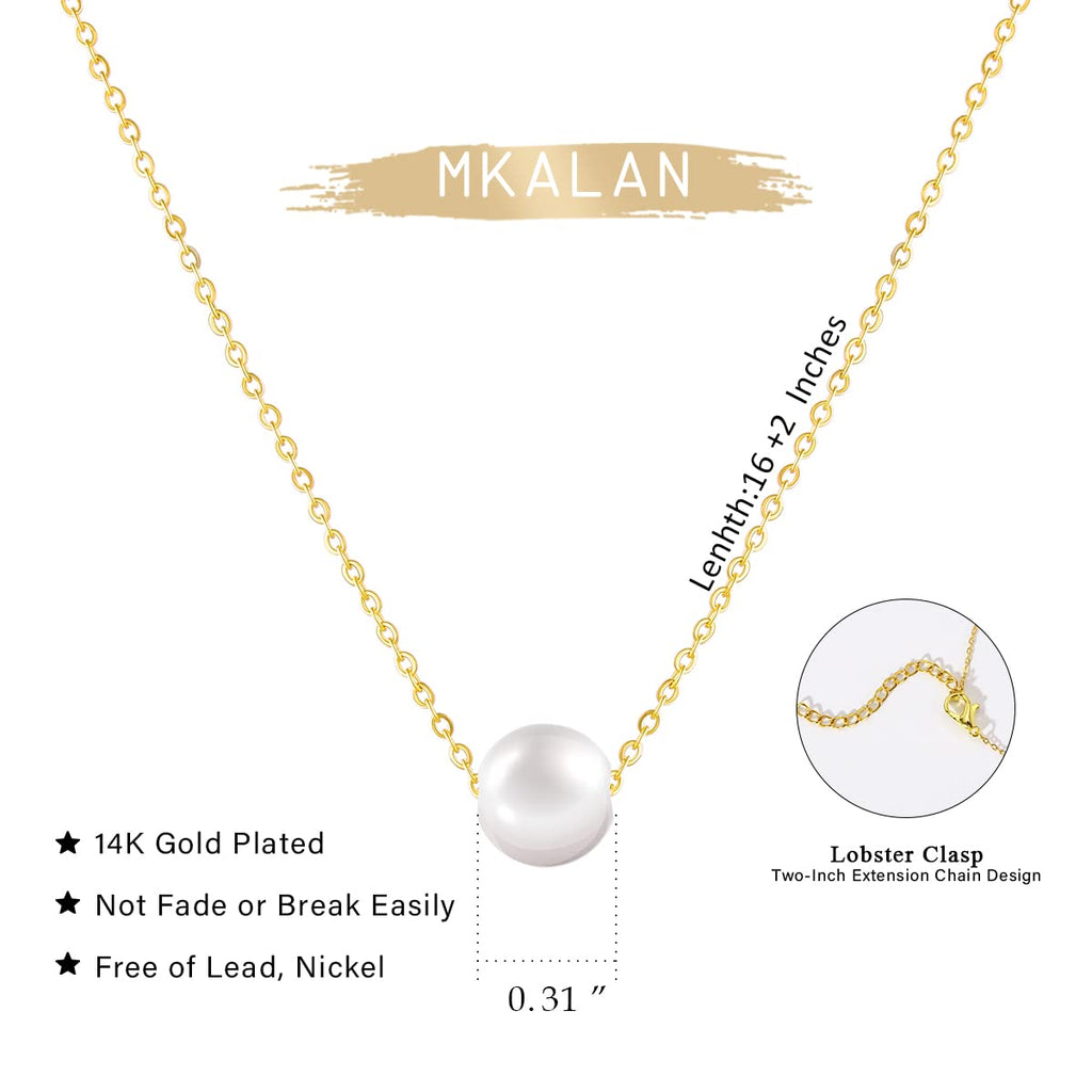 Pearl Necklaces for Women,14K Real Gold Plated Dainty Cute Pearl Necklace for Women Handmade Pearl Chain Necklace Everyday Jewelry Gift