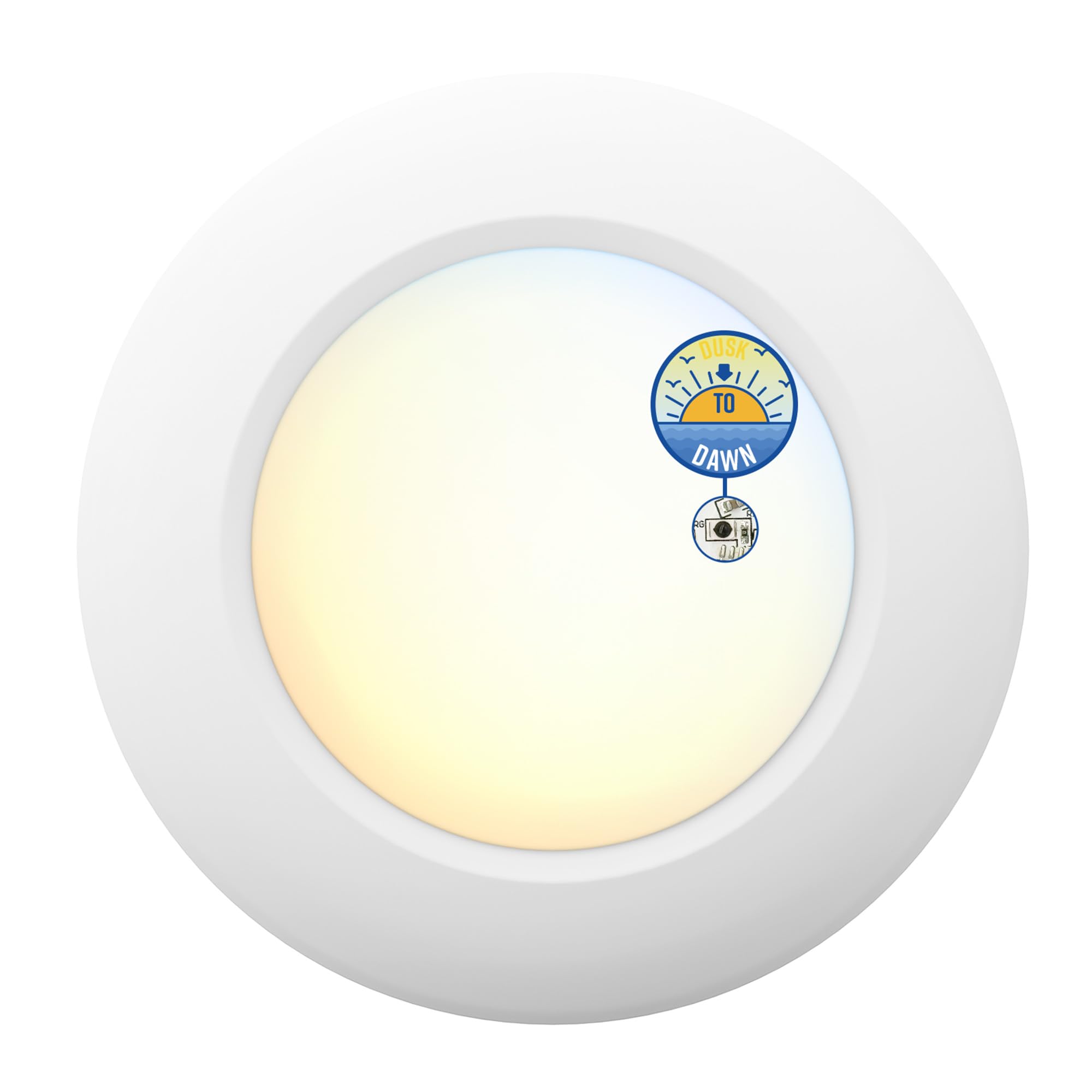 6 Inch LED Low Profile Disk Light with Night Light, 120VAC, 15W, 5CCT Color Changing, 1000LM, Dimmable, ETL, Shower Wet Rated Screw in Flush Mount Ceiling Light, White/1 Pack