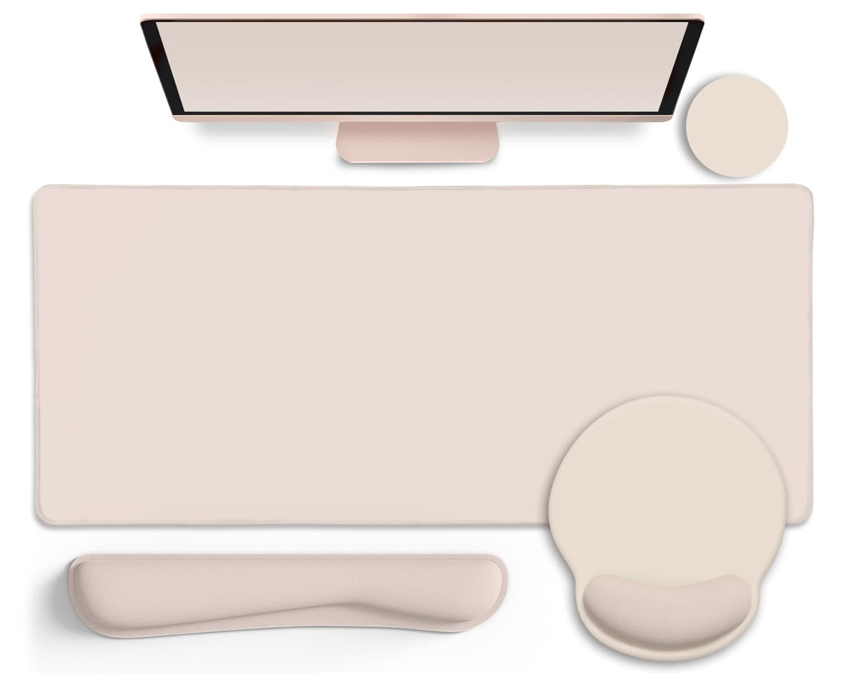 Black Striped Ergonomic Large Desk Mat Set with Wrist Rest