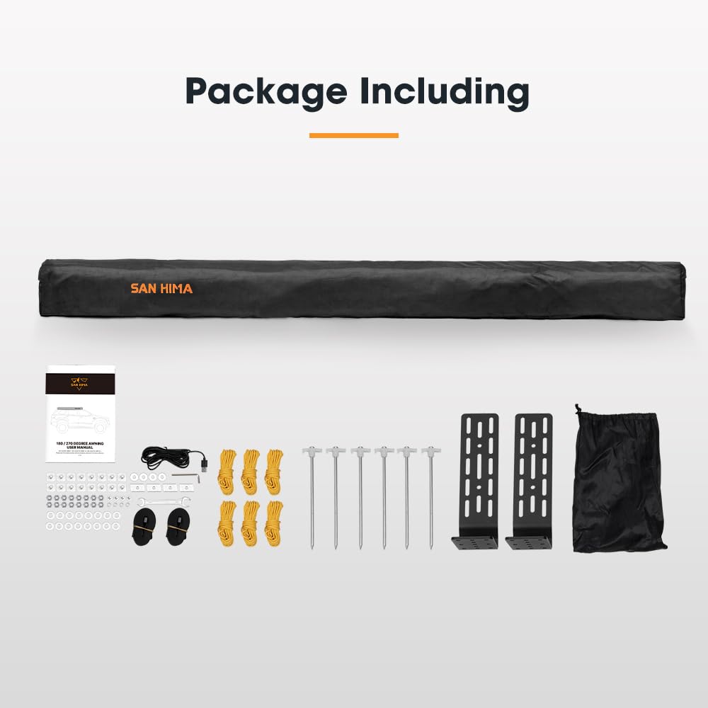 SanHima Vehicle Awning 4.6ft x 6.6ft - Roof Rack Pull Out Side Awning 30ft² Sun Shade UPF50+ Weatherproof for Camping Car SUV Truck Van
