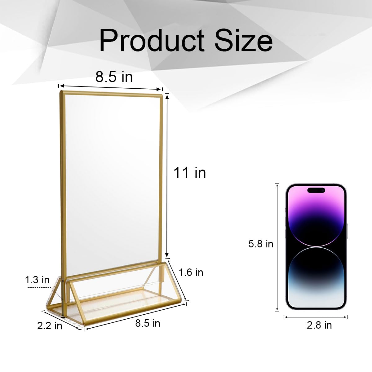 NIUBEE 6Pack 6 x 4 Horizontal Clear Acrylic Sign Holder with Gold Borders, Double Sided Table Menu Stands Picture Frames for Wedding Table Numbers, Restaurant Signs, Photos and Art Display