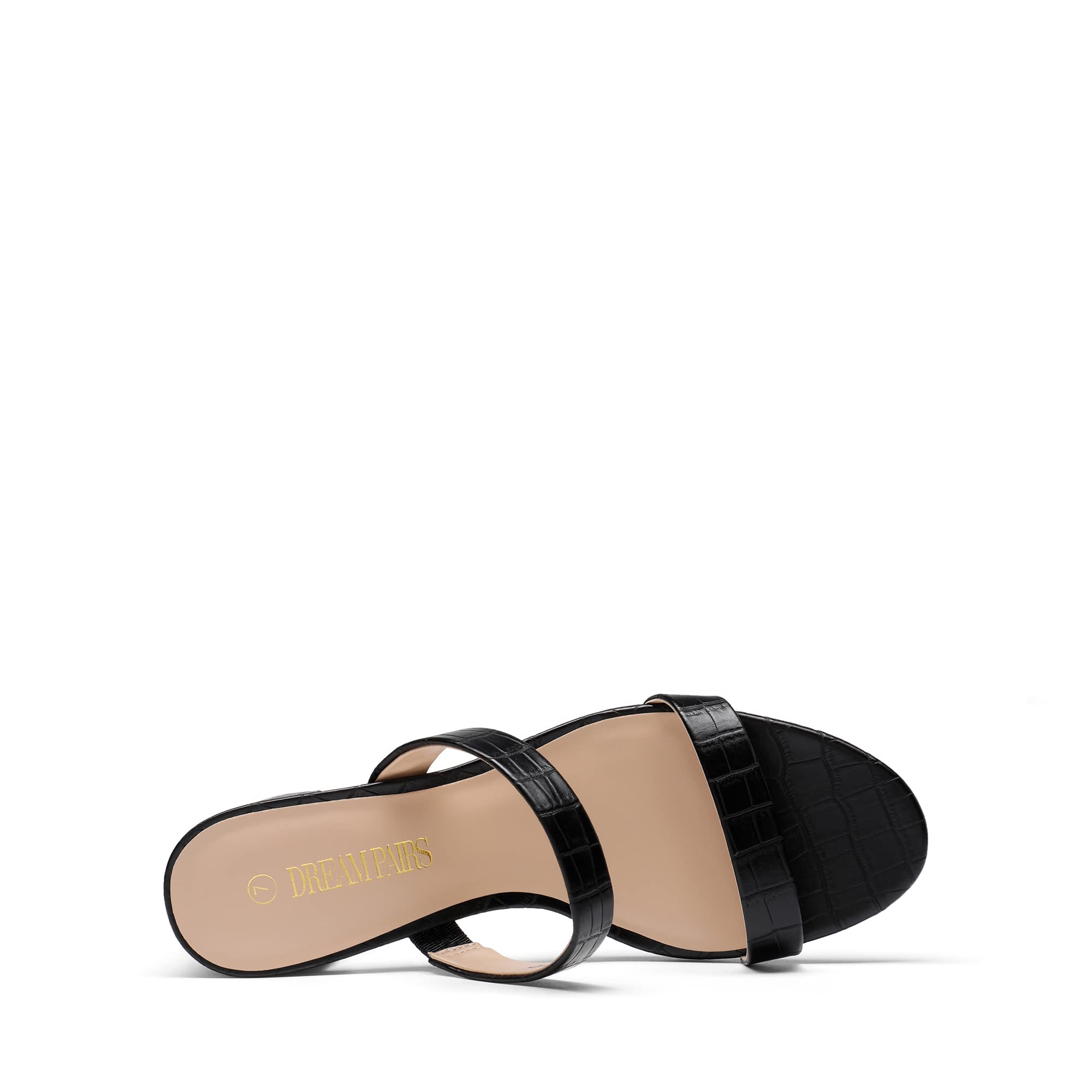 DREAM PAIRS Women's Two Strap Open Toe Low Block Chunky Heels Sandals Dress Pumps Casual Summer Mules Shoes