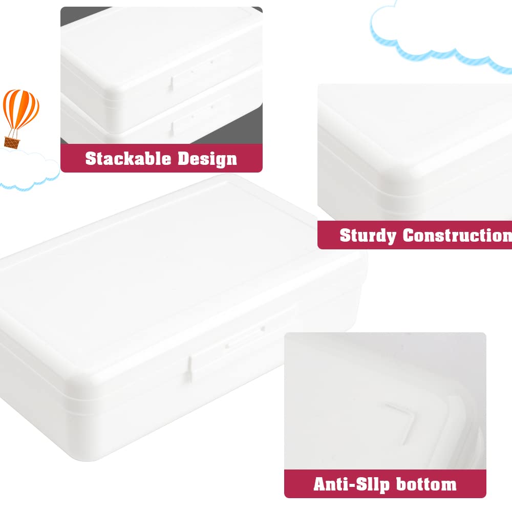 Pencil Case, Pencil Box, Clear Pencil Case, 3 Pack Plastic Pencil Case, Large Capacity Pencil Case, Crayon Box with Snap-tight Lid Stackable Design, Plastic Storage Box for School Office Supplies