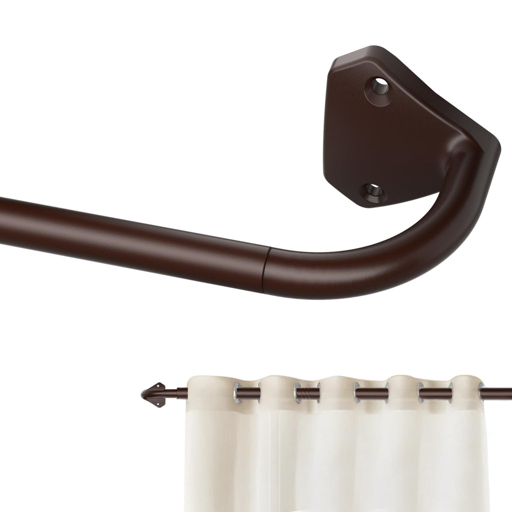 GXOACKJ Black Wrap Around Curtain Rods for Windows 28 to 48 inch, 5/8 inch Industrial Telescoping Blackout Curtain Rods for Bedroom & Outdoor