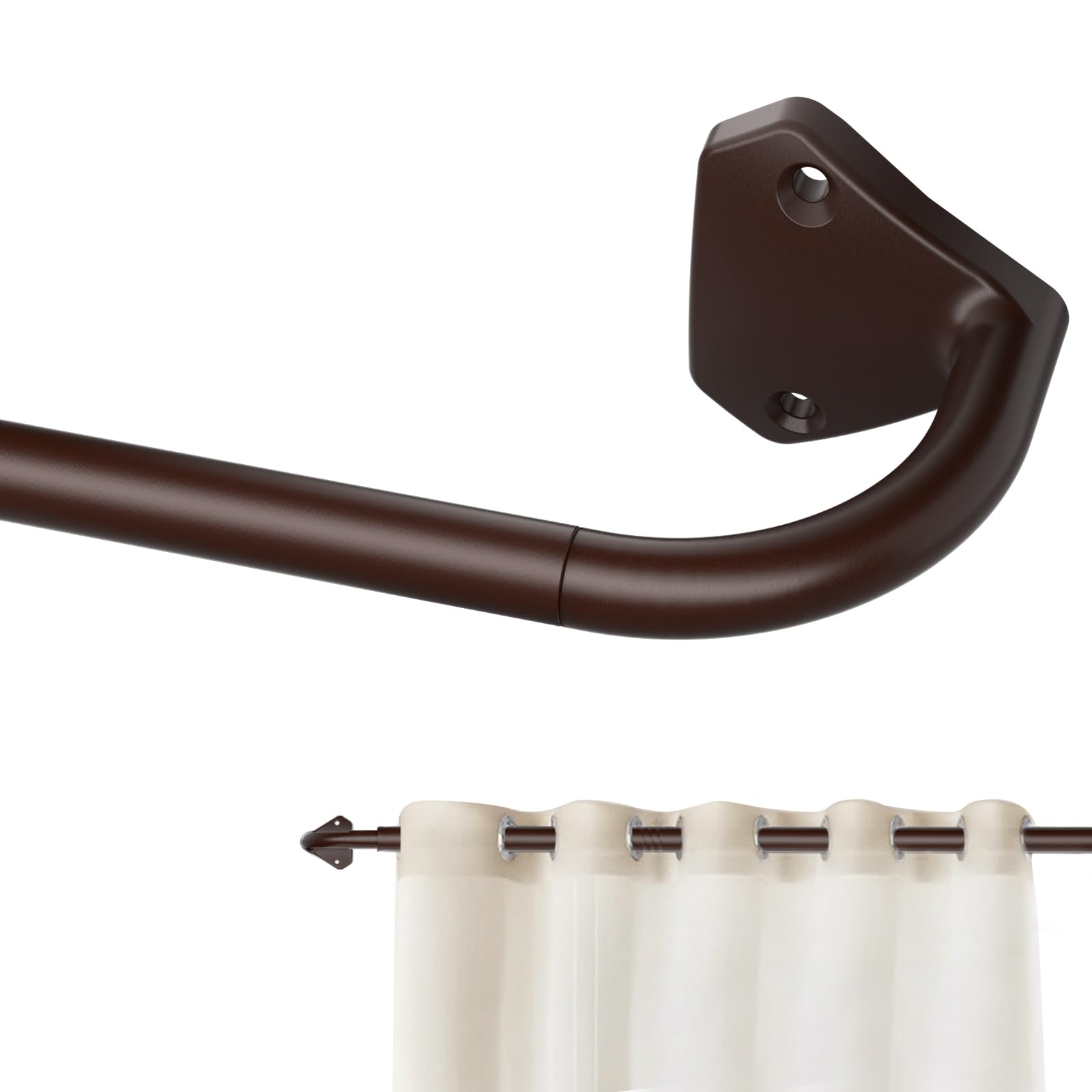 GXOACKJ Black Wrap Around Curtain Rods for Windows 28 to 48 inch, 5/8 inch Industrial Telescoping Blackout Curtain Rods for Bedroom & Outdoor