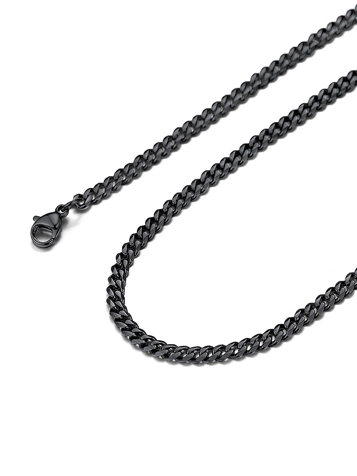 Suplight Cuban Link Chain for Men Women, 18K Gold Plated/Stainless Steel Black Miami Curb Cuban Chain Necklace, 3/6/9/12 mm 14-30 Inch Hip Hop Mens Jewelry, Send Gift Box