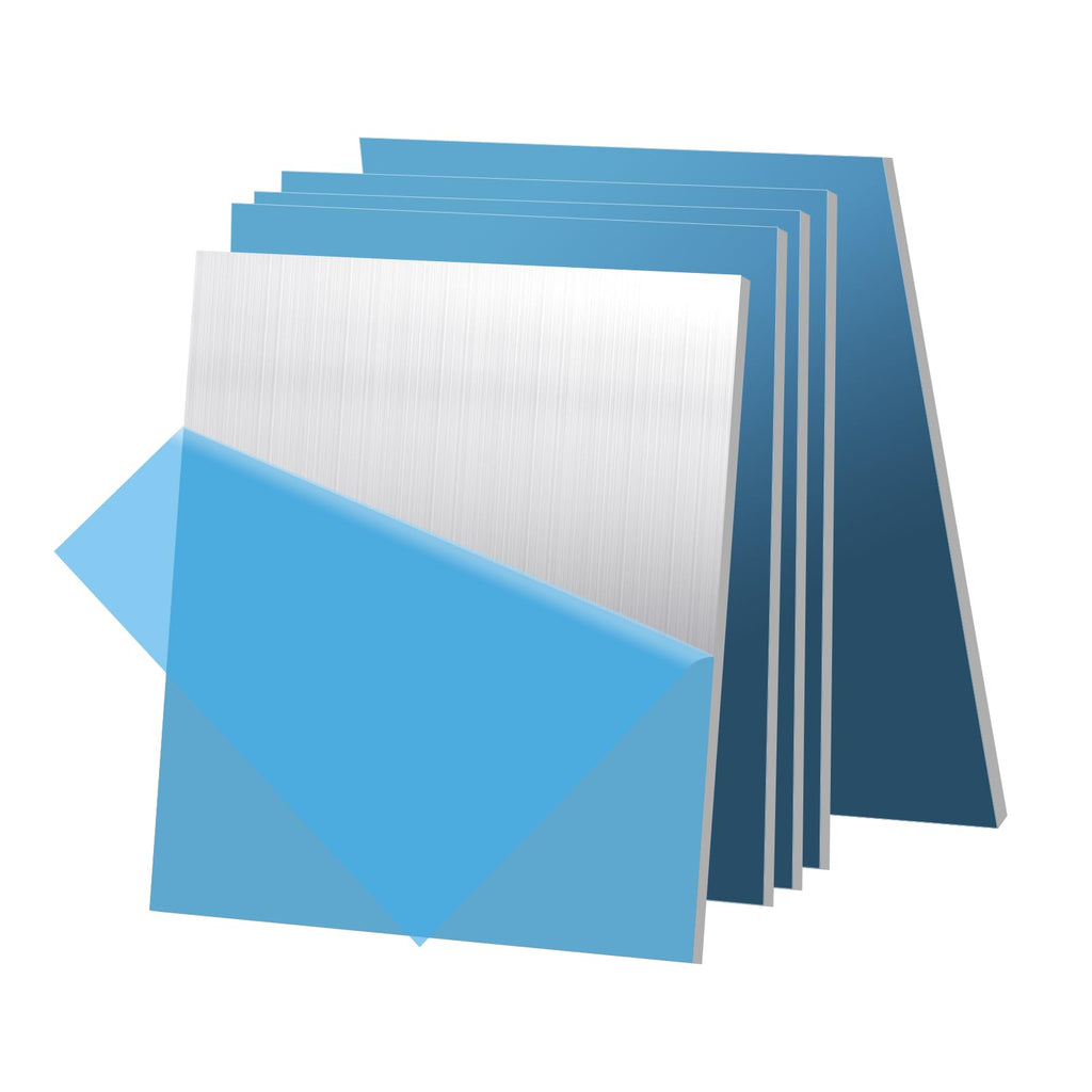 5PCS 6061 Aluminum Sheet Metal 1/4" x 4" x 4", Aluminum Plates Covered with Protective Film, Heat Treatable Aluminum Flat Bar for DIY Craft, Industry