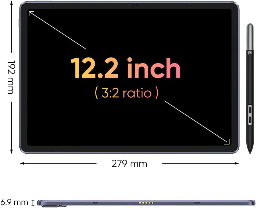 XPPen Magic Drawing Pad 12.2 Inch Standalone Drawing Tablet No Computer Needed with 16384 Pressure Levels X3 Pro Slim Stylus Tilt Support Paper-Like Screen 8GB + 256GB for Digital Drawing Artists