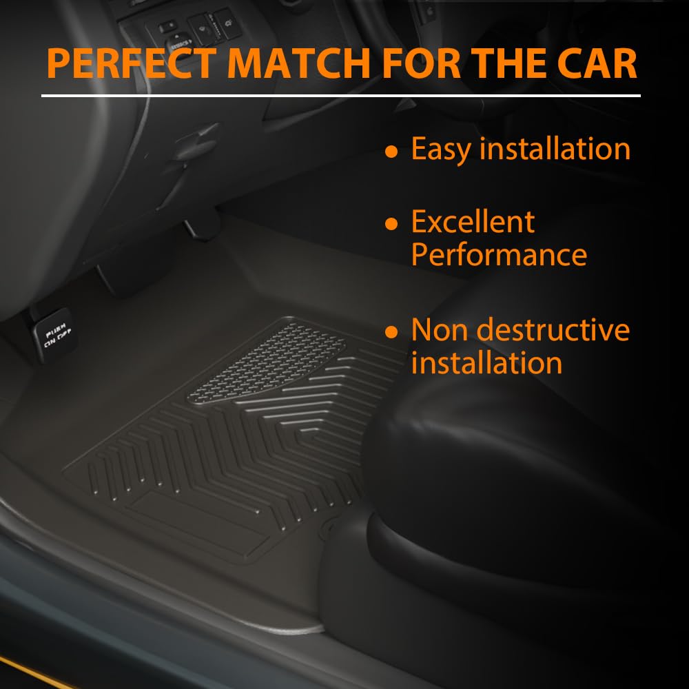 G-PLUS Floor Mats Fit for Toyota 4Runner 2013-2024/Fit Lexus GX460 2014-2023/Not Fit Vehicles with Vinyl Flooring, TPE Black,1st & 2nd Row 3pcs Mats