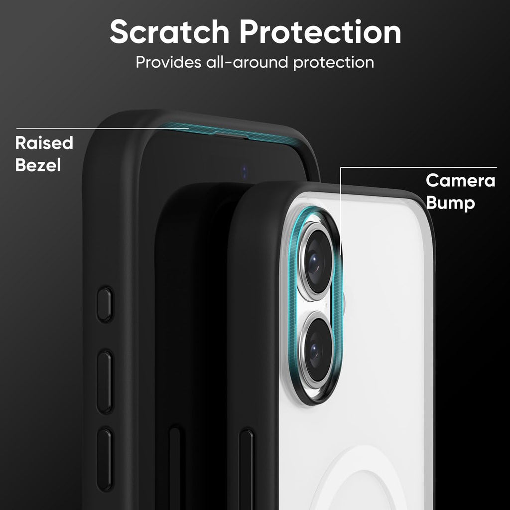 FLOLAB Surtect Tri-Fusion Magnetic for iPhone 16 Case Protective Slim Design Magsafe Compatible Military Grade - Black Clear