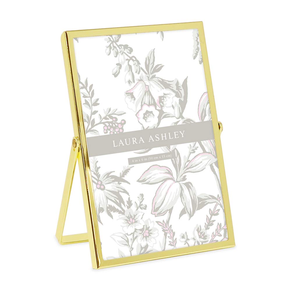 Laura Ashley 2x3 Rose Gold Flat Metal Picture Frame (Vertical) with Pull-Out Easel Stand, Made for Tabletop, Counterspace, Shelf and Desk (2x3, Rose Gold)